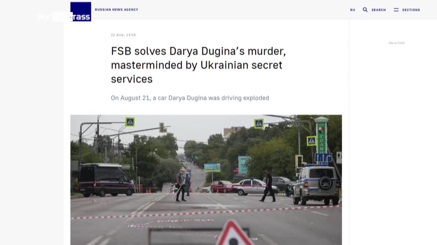 Morte Daria Dugina Servizi Segreti Russi Accusano Kiev Video Sky