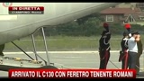 Arrivato il C130 con il feretro del Tenente Romani