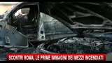 Scontri Roma, le immagini dei mezzi incendiati