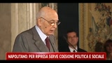 Napolitano, per ripresa serve coesione politica e sociale