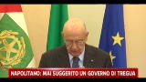 Napolitano: mai suggerito un governo di tregua