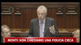 Monti: non chiediamo una fiducia cieca