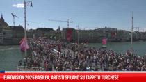 Eurovision 2025 Basilea, artisti sfilano su tappeto turchese