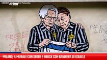 Milano, il murale con Segre e Bruck con bandiera di Israele