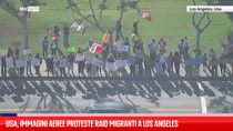 Usa, immagini aeree proteste raid migranti a Los Angeles