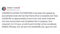 Trump annuncia il cessate il fuoco tra Iran e Israele