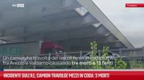 Incidente sull'A1, camion travolge mezzi in coda: 3 morti