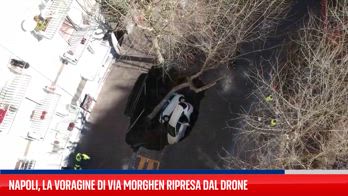 Voragine Napoli, le immagini dal drone