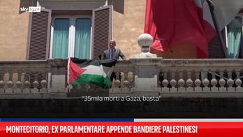 Montecitorio, ex parlamentare appende bandiere palestinesi