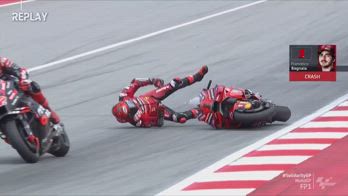 bagnaia caduta vinales prove libere barcellona