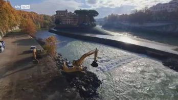 Roma, lavori sul Tevere: diga provvisoria allâIsola Tiberin