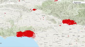 La propagazione degli incendi a Los Angeles