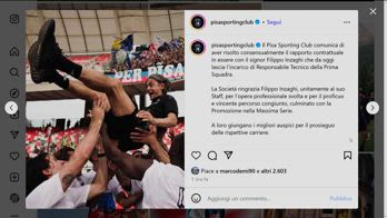Pisa, ufficiale: risolto il contratto con Filippo Inzaghi