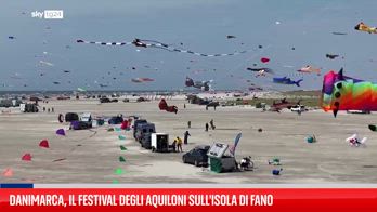 Aquiloni colorati riempiono il cielo sopra l'isola danese per il festival