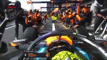 Norris, problema al pit stop all'anteriore sinistra