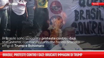 Brasile, proteste contro i dazi: bruciate immagini di Trump