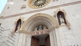 Norcia, SkyTg24 dentro la basilica di San Benedetto restaurata