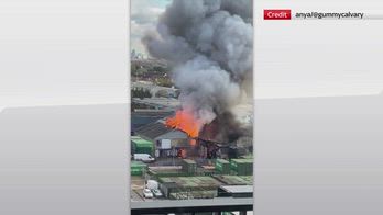 Londra, incendio in un magazzino: densa colonna di fumo