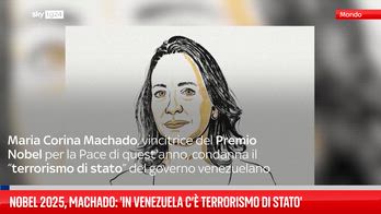Nobel 2025, Machado: 'In Venezuela c’è terrorismo di Stato'