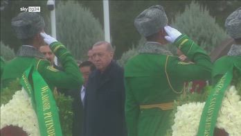 Ashgabat, omaggio di Erdogan e Putin al Monumento Neutralit