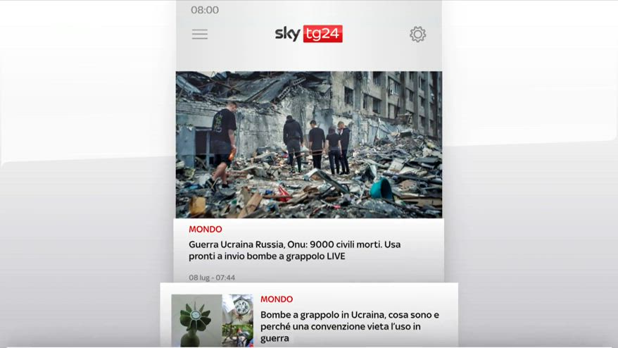 I titoli di Sky TG24 dell'8 luglio, edizione delle 8:00