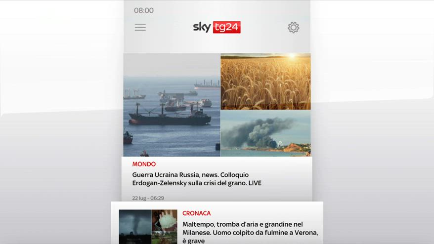 I titoli di SkyTg24 del 22 luglio, edizione delle 8:00