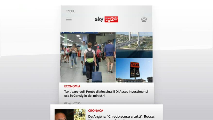I titoli di Sky TG24 del 7 agosto, edizione delle 19