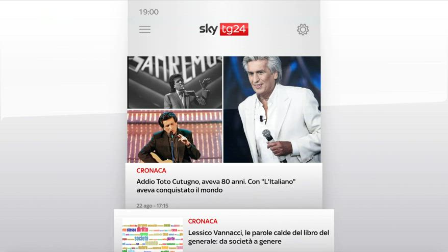 I titoli di Sky TG24 del 22 agosto, edizione delle 19