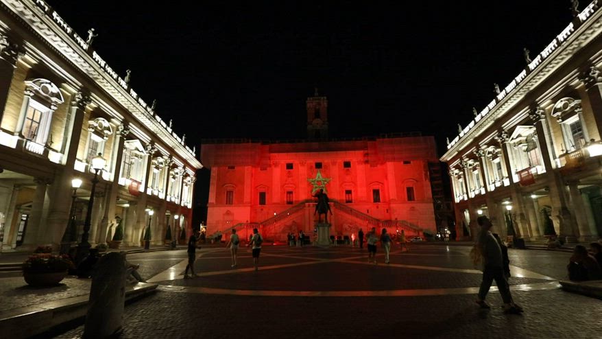 Sisma Marocco, Palazzo senatorio a Roma si illumina di rosso