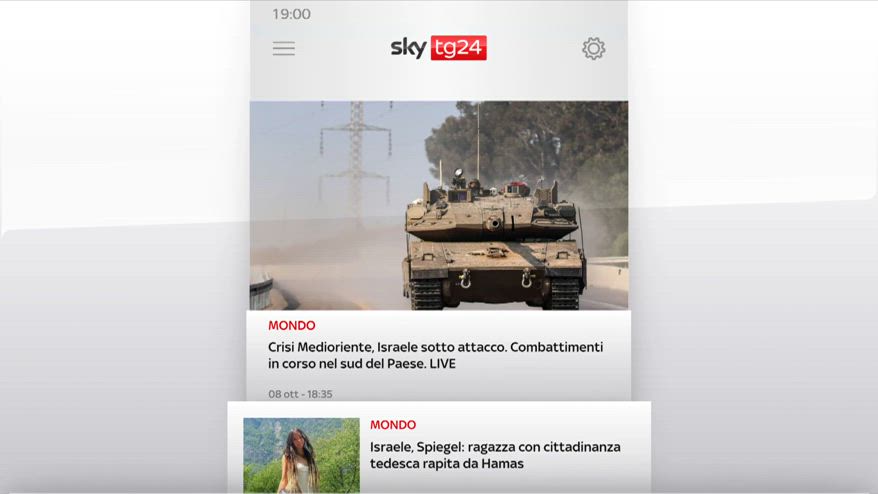 I titoli di Sky TG24 dell'8 ottobre, edizione delle 19