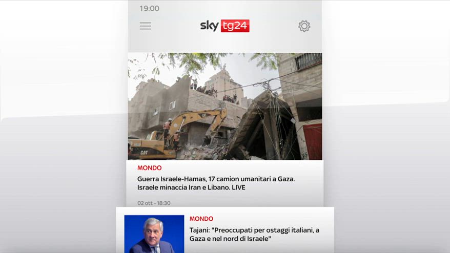 I titoli di Sky Tg24 del 22 ottobre, edizione delle 19