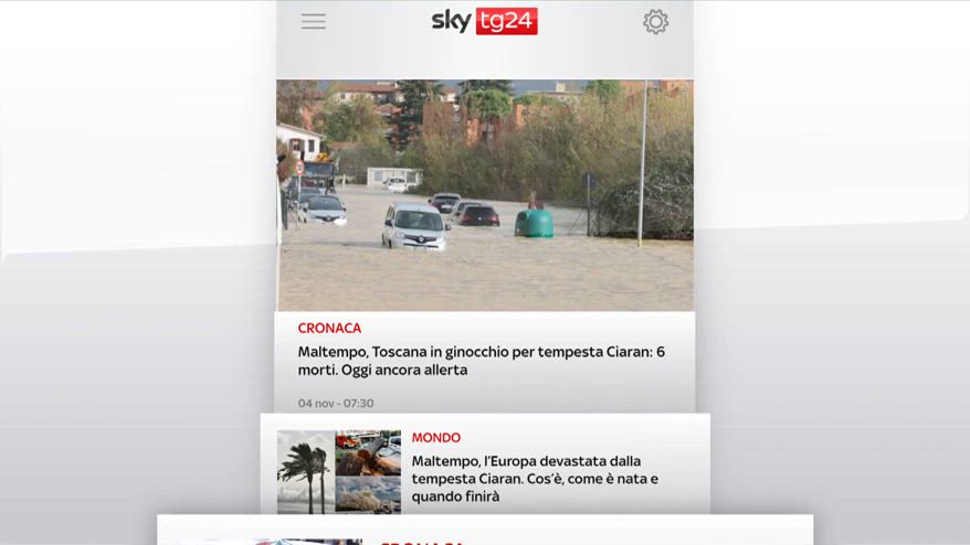 I titoli di Sky Tg24 del 4 novembre, edizione delle 8