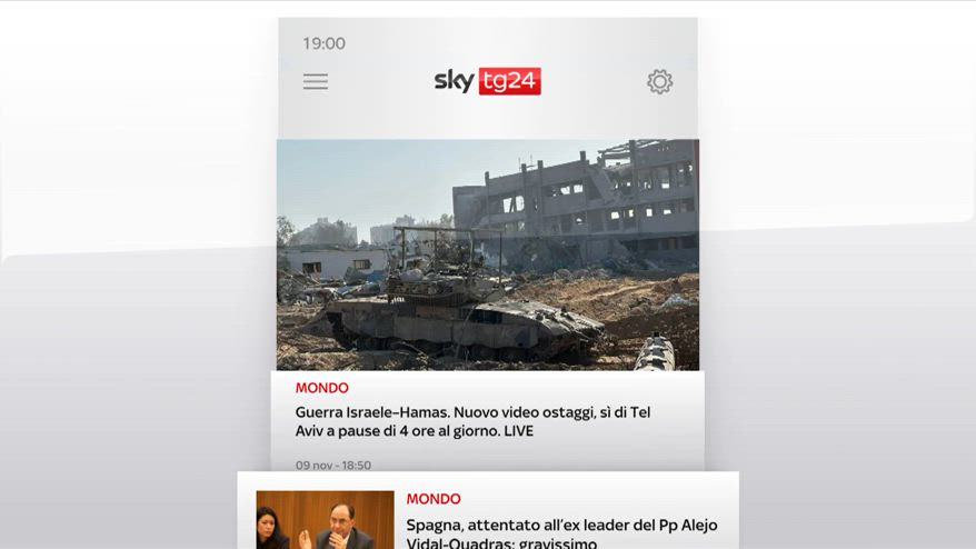 I titoli di Sky TG24 del 9 novembre, edizione delle 19