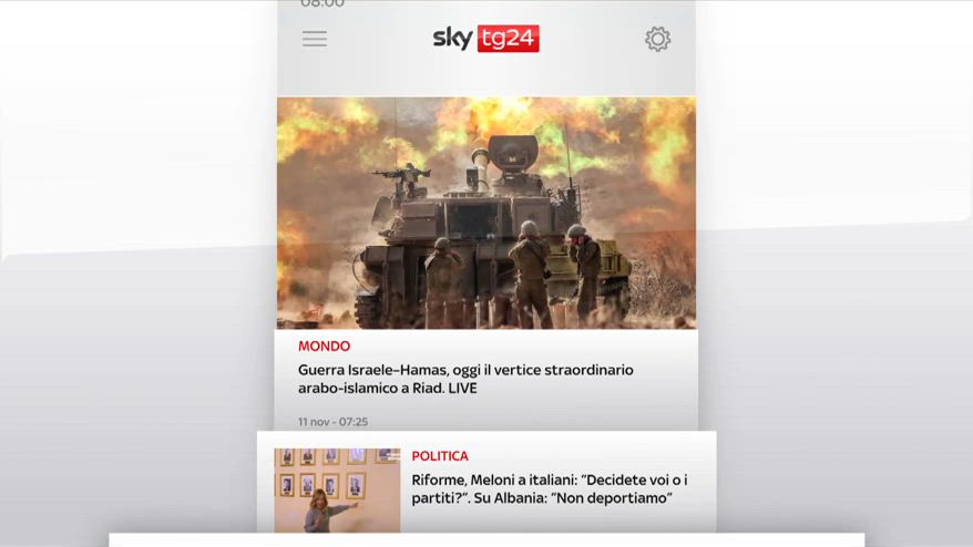 I titoli di Sky TG24 dell'11 novembre, edizione delle 8