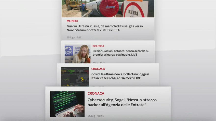 I titoli di Sky TG24 delle 19 del 25 luglio