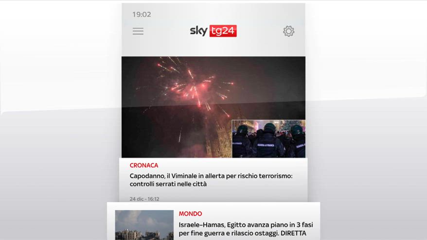 I titoli di Sky TG24 del 24 dicembre 2023, edizione ore 19
