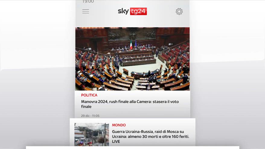 I titoli di Sky TG24 del 29 dicembre, edizione delle 19:00