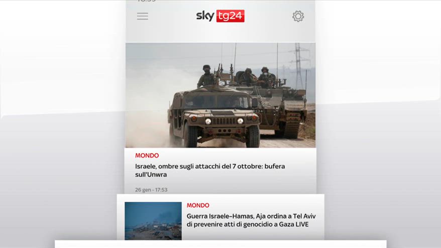 I titoli di Sky TG24 del 26 gennaio: edizione delle 19