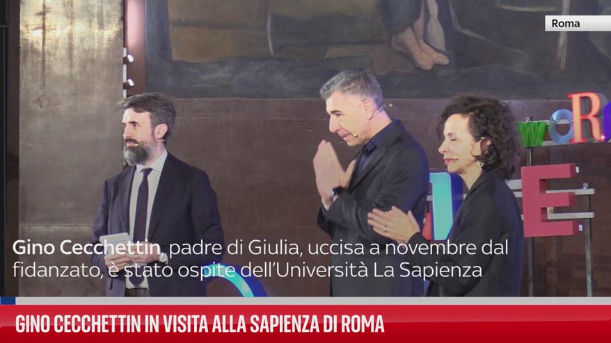 Gino Cecchettin in visita alla Sapienza di Roma