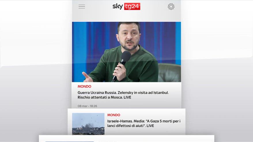 I titoli di Sky TG24 dell'8 marzo 2024, edizione ore 19