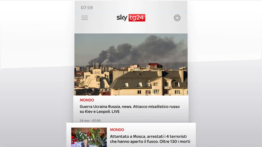 I titoli di Sky TG24 del 24 marzo, edizione delle 8