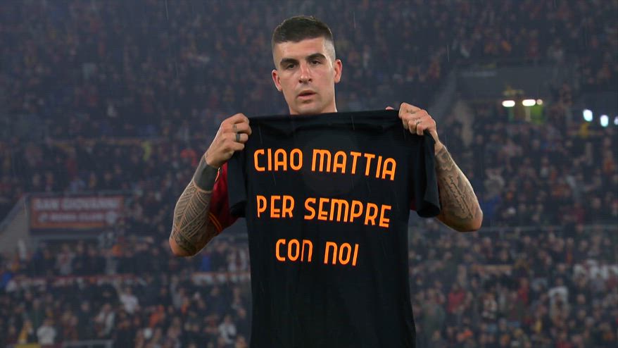 Mancini, gol in Roma-Milan e dedica a Mattia Giani