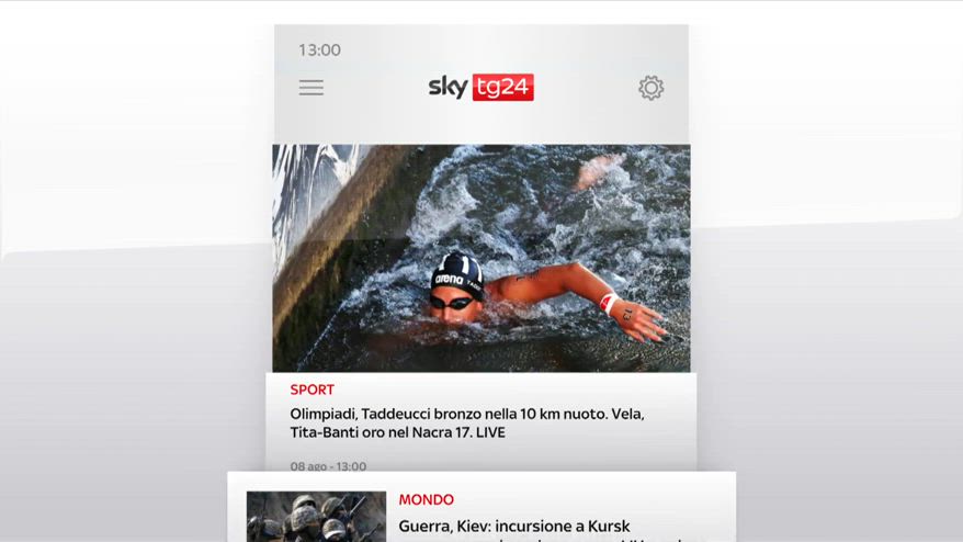 I titoli di Sky TG24 dell'8 agosto, edizione delle 13