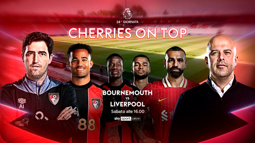 Premier, Bournemouth-Liverpool: sabato alle 16.00 su Sky