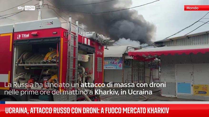 Ucraina, attacco russo con droni: a fuoco mercato Kharkiv