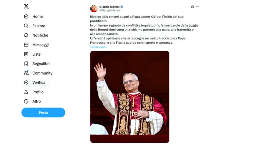 Meloni al Papa: Stato e Chiesa distinti ma crescono insieme