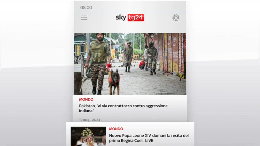I titoli di Sky TG24 del 10 maggio, edizione delle 8
