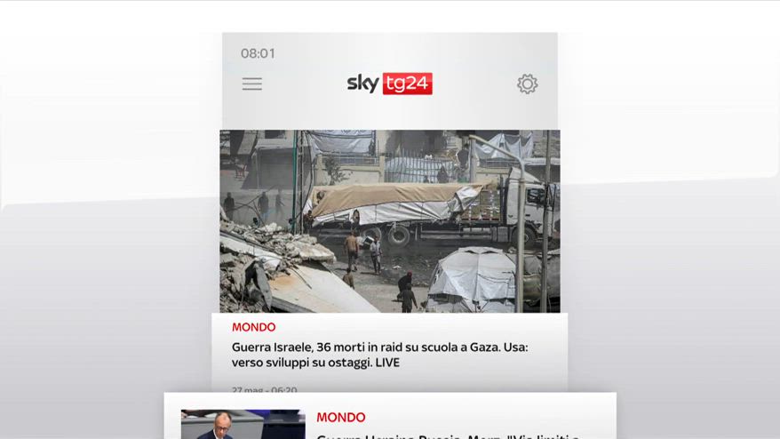 I titoli di Sky Tg24 del 27 maggio, edizione delle 8