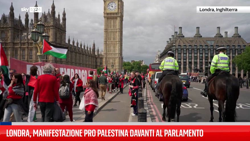 Londra, manifestazione pro Palestina davanti al Parlamento

