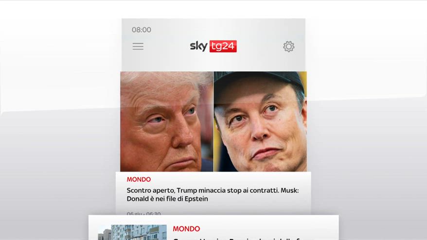 I titoli di Sky Tg24 del 6 giugno, edizione delle 8